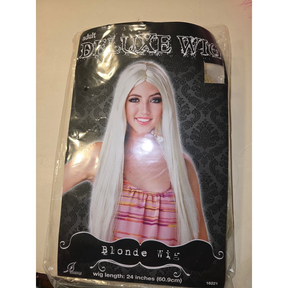 Seasons Deluxe Blonde Wig 24 Inch Long Straight Synthetic Costume Hair 16221 NEW